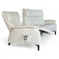 himolla - Trapezsofa 4867 Leder 33 Longlife Soft Bianco Creme Kufe Metall Mit Elektrischer Verstellung - 2
