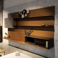 Novamobili - Wohnwand Living System N02 Rovere Miele Fumo Clay - 4