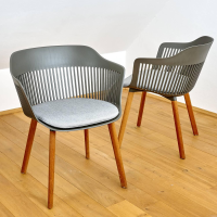 DEDON - 2er Set Armlehnstuhl Aiir Kunststoff Pepper Grau Füße Teak - 10