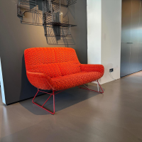 Freifrau - Sofa Leya Lounch Couch Stoff Velours Tresse Sunset 17229 6 Rot Orange Gestell RAL 3000 Feuerrot Rot - 3