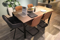 Nobilia - Essgruppe 434017 Sessel Stoff 746 Storm Grey Grau Stuhl Stoff 749 Cognac Braun Tisch Eiche Havanna Nachbildung Füße Schwarz - 4