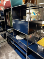 USM Haller - Garderobenschrank Ausführung Stahlblau Kleiderstangen Beidseitig Bedienbar Mit Ausziehtüren - 5