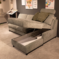 Hukla - Ecksofa 4700 Stoff Rob Lind 533004 Grün Metallfuß Schwarz Inklusive Kissen Und Matratze - 4