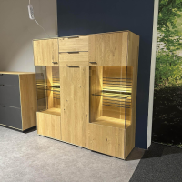Wöstmann - Highboard Solana Wildeiche Massiv Soft Gebürstet Lamellen Akzent Inkl. Beleuchtung - 2