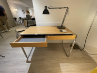 Tecta - Schreibtisch Olique K2D Eiche Furniert Gestell Stahlrohr verchromt - 5