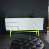 Kettnaker - Sideboard Soma Beton Optik Grau Gestell Neon Gelb - 2