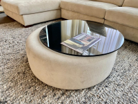 Bielefelder Werkstätten - Couchtisch Luna Platte Glas Rauchig Dunkelgrau Gestell Stoff JAB 1-1336-071 Carson Beige - 2