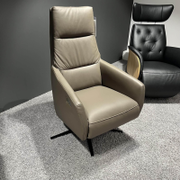 Contur - Drehsessel Possitano Leder WM Schlamm Beige Gestell Metall Schwarz - 3