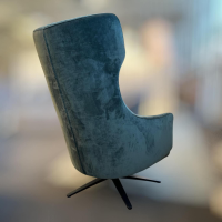 IP Design - Hochlehnsessel Flow Stoff City Velvet CA7832/137 Grau Blau Mit Sternfuß Schwarz Matt - 2