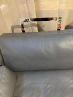 Brühl - Sofa Alba 2,5-Sitzer Leder Lama 95 Grau Winkelfuß Schwarz mit 2 Kissen - 9