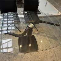 Draenert - Esstisch 1136 Titan Platte Glas Klar Bombiert Sockel 4 Stahl Schwarz Beschichtet Bombiert - 2