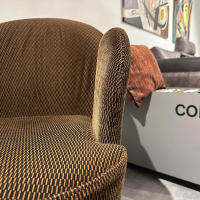 Brühl - Sessel Floret 1 Stoff 4495 22 Braun Füße Flachstahl Goldfarben - 8