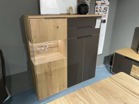 Wöstmann - Highboard 2009 Wildeiche Massiv Soft Gebürstet Absetzung Mattgals Cubanit Antharzit Braun Inklusive Beleuchtung - 3