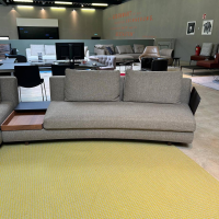 Walter Knoll - Sofagruppe Tama Living 822 Stoff Puro Mineral Grau Braun Kufen Nussbaum Geölt Inklusive Tischplatte Und Kissen - 6