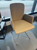 WK Wohnen - 6er-Set Stuhl 701 Leder Toledo Echt Mastic Beige Gestell Viefuß Edelstahl Matt Mit Kunststoffgleitern - 5