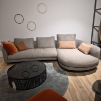 Rolf Benz - Rolf Benz Sofa KUMO 555 – Stoff Graubeige, Ottomane rechts - 11