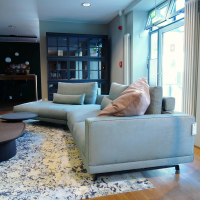 Molteni & C - Wohnlandschaft Octave Bezug Stoff Wing WG243 Grau Grün Gestell Metall Zinnfarbig Lackiert Inklusive Kissen - 8