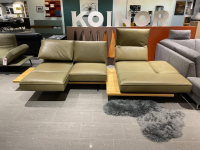 Koinor - Ecksofa Phoenix Leder B Toro Cactus Grün Plateau Wildeiche Furniert Gestell Aluminium Schwertkufe - 6