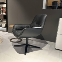 Freifrau - Lounge Chair Leya Cocktail Leder Sahara Ebony 60009 Schwarz Fuß Kreuzgestell Feinstruktur Matt Tiefschwarz Schwarz - 4