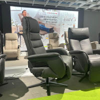 Polsteria - Relaxsessel Relaxa Feeling Leder Reno Graphite Grau Drehfuß Stern Schwarz - 3