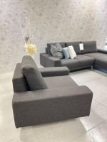 Hülsta - Garnitur hs.450 Sofa Sessel Hocker Stoff 06449 Anthrazit Füße Chrom - 5