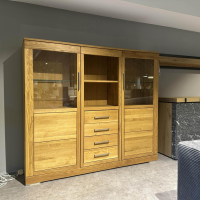 Wimmer - Highboard Windsor Rustikale Asteiche Massiv Mit Glaseinlegeböden - 3