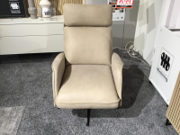 Musterring - Sessel MR 455 Leder India Jade Sand Beige Gestell Metall Schwarz Mit Höhenverstellbarem Kopfteil - 2