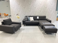 Hülsta - Garnitur hs.450 Sofa Sessel Hocker Stoff 06449 Anthrazit Füße Chrom - 3