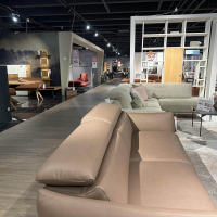 Calia Italia - Polstergarnitur 2er Set Sofa Confetto Leder Nature Terra 74 Braun Metallfuß Schwarz Matt Mit Relaxfunktion - 4