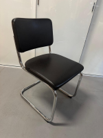Thonet - Freischwinger S32 PV Nappaleder 2001 Dunkelbraun Gestell Verchromt - 4
