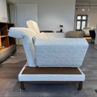 Brühl - Funktionssofa Moule Stoff 3690 40 Beige Holzkufe Nussbaum Geölt Tellerfuß Verchromt Inklusive Kissen - 3