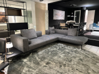 Walter Knoll - Ecksofa Jaan Living Stoff Togba Blue Bronze Grau Füße Metall Matt Bronze Pulverbeschichtet Inklusive Ablageboard Schwarz - 3