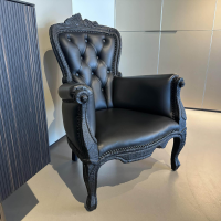 Moooi - Sessel Smoke Chair Leder Schwarz Gestell Rußholz Behandelt Mit Epoxidharz Schwarz - 4