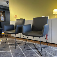 COR - 3er-Set Armlehnstuhl Jalis Leder Dura 171 Anthrazit Drahtgestell Metall Schwarz Mit Hohem Rücken Und Filzgleitern - 4