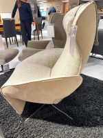 Jori - Relaxsessel Daydreamer Innen Stoff Depero 204 Creme Außen Leder Nubuck Cream Gestell Bronze Matt Lackiert Inklusive Kopfkissen - 5