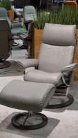 Stressless - Sessel Aura S Leder Paloma 10 Silver Grey Grau Gestell Signature Grau 08 Inklusive Hocker - 2