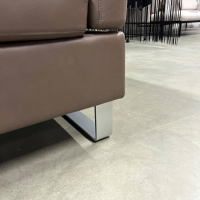 Brühl - Ecksofa Alba System M Leder Pearl 5707 85 Grau Füße Stahl Verchromt Mit Integrierten Kopfstützbügeln - 2