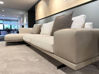 Frigerio - Ecksofa Horizon Stoff Nebraska 18 Beige Leder Sienna 5005 Beige Füße Metall Inklusive Kissen - 6