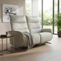 himolla - Sofa 4081 Cumuly Leder Longlife Rustika Sky Grau Füße Metall Edelstahloptik Inkl. Elektr. Relaxfunktion - 5