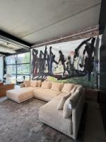M-Modul - Ecksofa Relax Stoff B Ribcord 101 Ivory Beige Füße Birke Dunkelbraun Lackiert - 2