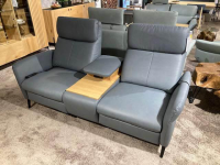 Natura - Garnitur Fresno Leder Mercury Blau Grau 2 Sofas - 8