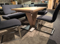 K+W - Essgruppe Step Two 343021 Bank Und Stuhl Stoff 2255 58 Marine Blau Tisch Arsian Eiche Nachbildung - 6