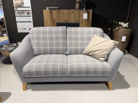 Schröno - 2er-Set Sofa Seefeld Stoff 651801 Grau Kariert Füße Eiche Massiv Natur Inklusive Sessel - 9