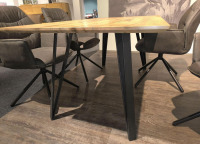 Niehoff - Essgruppe Taiga Tappas Sessel Stoff Aberdeen Anthrazit Gestell Eisen Schwarz Tisch Balkeneiche Natur Massiv - 3