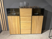 Wimmer - Highboard Terso Rustikale Asteiche Bianco Massiv Geölt Glas Dunkel Mit LED Beleuchtung - 3