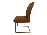 K+W - 3er Set Schwingstuhl 6135 Lederoptik Braun Meliert Gestell Hochkantrohr Edelstahl Gebürstet - 9