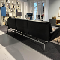 Brühl - Ecksofa Roro Medium Leder Taron 5668 99 Schwarz Gestell Metall Chrom Glanz Inklusive Kissen - 4