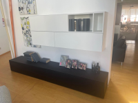 ArtigianMobili - Schrankkombination Titolo Hängeelement Lack Weiß Bodenelement Glas Schwarz - 5