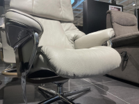 Stressless - Sessel Reno M R Leder 091 Cori Silver Cloud 25 Grau Creme Gestell Cross Chrom - 5