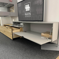 Wöstmann - Wohnwand WM 2380 Lack Samtgrau Holz Balkeneiche Und Wildeiche Massiv Mit Beleuchtung - 10